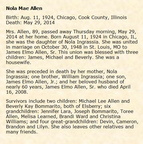 Obituary-ALLEN Nola Mae (Ingrassia)
