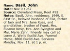 Obituary-BASIL John Charles Sr