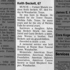 Obituary-BECKETT Keith