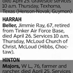 Obituary-BELLER Jimmie Ray