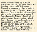 Obituary-BERGMAN Emma Jane (Voight)
