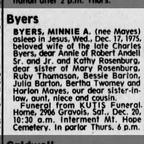 Obituary-BYERS Minnie Adeline (Mayes)
