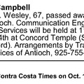 Obituary-CAMPBELL Mahon Wesley