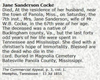 Obituary-COCKE Jane (Sanderson)