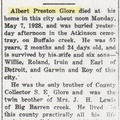 Obituary-GLORE Albert Preston