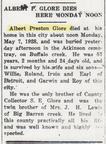 Obituary-GLORE Albert Preston