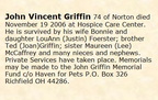 Obituary-GRIFFIN John Vincent