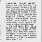 Obituary-HARMON Henry David