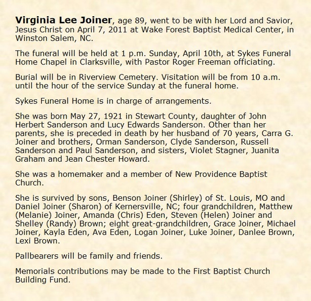 Obituary-JOINER Virginia Lee (Sanderson).jpg