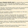 Obituary-KELL Sara Virginia (Smith)