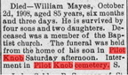 Obituary-MAYES William H