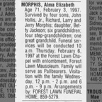 Obituary-MORPHIS Alma Elizabeth (Brown)