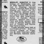 Obituary-WEEKLEY Dorothy Viola (Dickey)