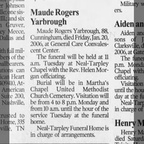 Obituary-YARBROUGH Maude (Rogers)