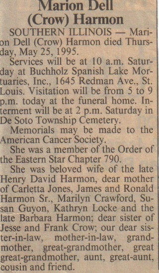 Obituary-HARMON Marion Dell (Crow).jpg