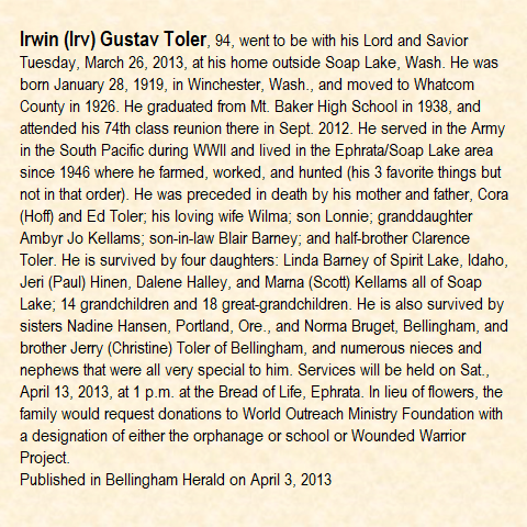 Obituary-TOLER Irwin Gustav.png